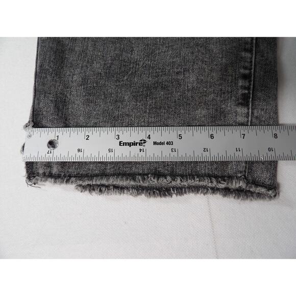 Logo Lori Goldstein 24W Cropped Jeans Mid Rise Straight Acid Wash Black Raw Hem - Picture 7 of 14